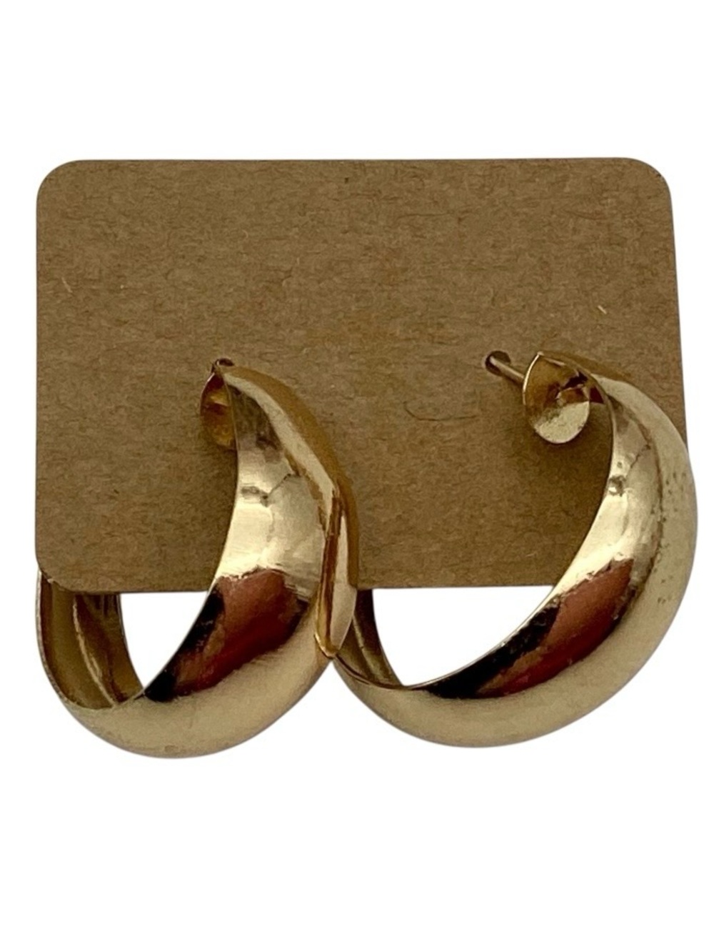 Chunky Polished Crescent Gold Tone Hoop Earrings (NWT)